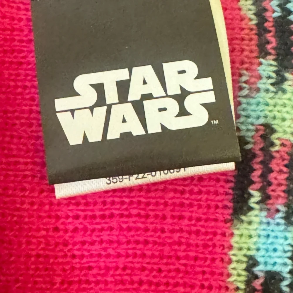 Star Wars Set New Girls The Mandalorian Grogu Baby‎ Yoda Hat Scarf Mittens Pink